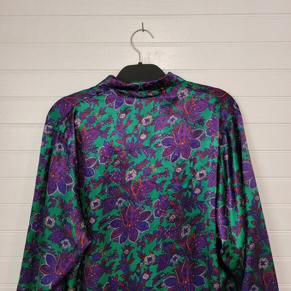 Vintage 90s Victorias Secret Size Medium Satin Top Floral Luxury Sleep Lounge - Picture 5 of 11